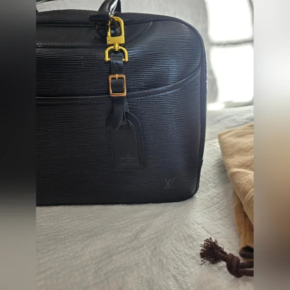 Louis Vuitton Epi Deauville Black Noir Bag Travel Luggage Keepall Speedy Leather - Picture 4 of 15